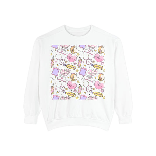 Nurse Cute Patterned Unisex Sweatshirt - Cozy Gift for Her, Trendy Casual Wear, Perfect for Fall, Spring, Birthdays, Love, Friendship