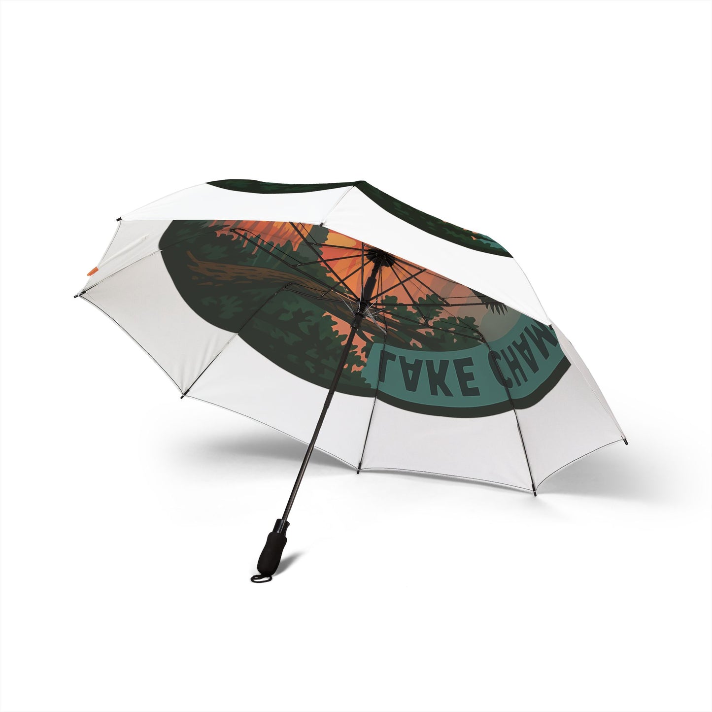 Lake Champlain Semi-Automatic Foldable Umbrella, Travel Umbrella, Outdoor Gear, Gifts for Nature Lovers, Rainy Day Essential