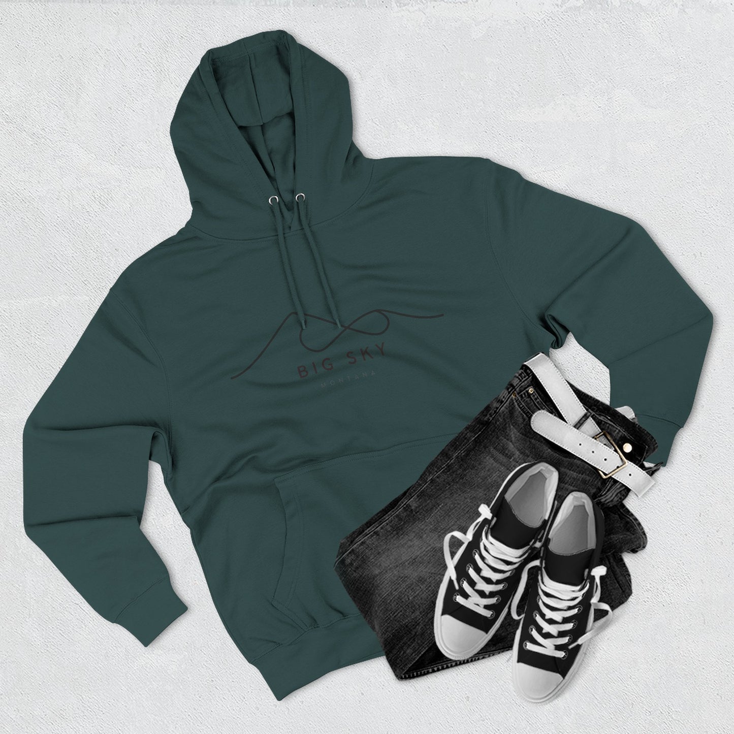 Big Sky Stylish Three-Panel Fleece Hoodie for Cozy Days, Casual Wear, Warm Layering, Gift for Him or Her