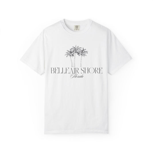 Belleair Shores Palm Tee - Unisex Garment-Dyed T-shirt, Summer Vibes Shirt, Beachwear, Casual Outfit, Gift for Beach Lovers, Vacation Essentials