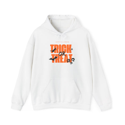 Halloween Trick or Treat Hoodie, Cozy Fall Sweatshirt, Spooky Season Apparel, Unisex Halloween Sweatshirt, Perfect for Pumpkin Patch