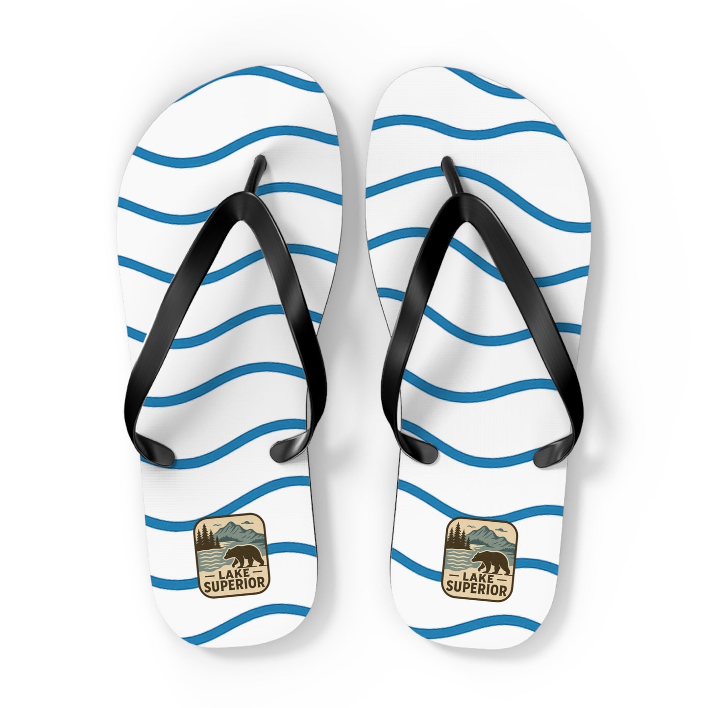 Lake Superior Beachy Vibes Flip Flops - Summer Sandals, Poolside Footwear, Vacation Essentials, Casual Summer Shoes, Beach Accessories