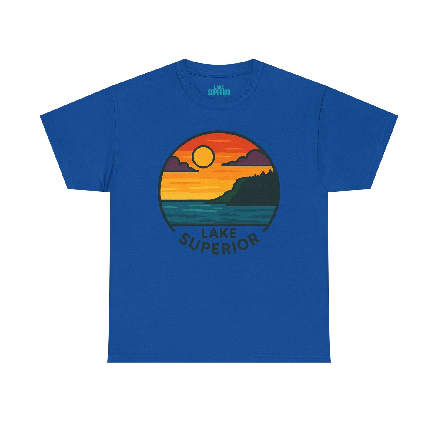 Lake Superior Graphic Tee | Unisex Heavy Cotton T-Shirt, Nature Lover Gift, Lake Adventure Shirt, Outdoor Apparel, Vintage Lake Design