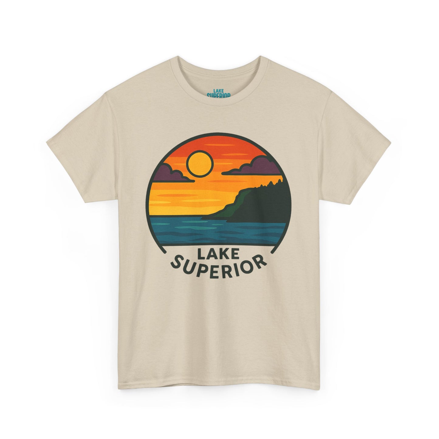 Lake Superior Graphic Tee | Unisex Heavy Cotton T-Shirt, Nature Lover Gift, Lake Adventure Shirt, Outdoor Apparel, Vintage Lake Design