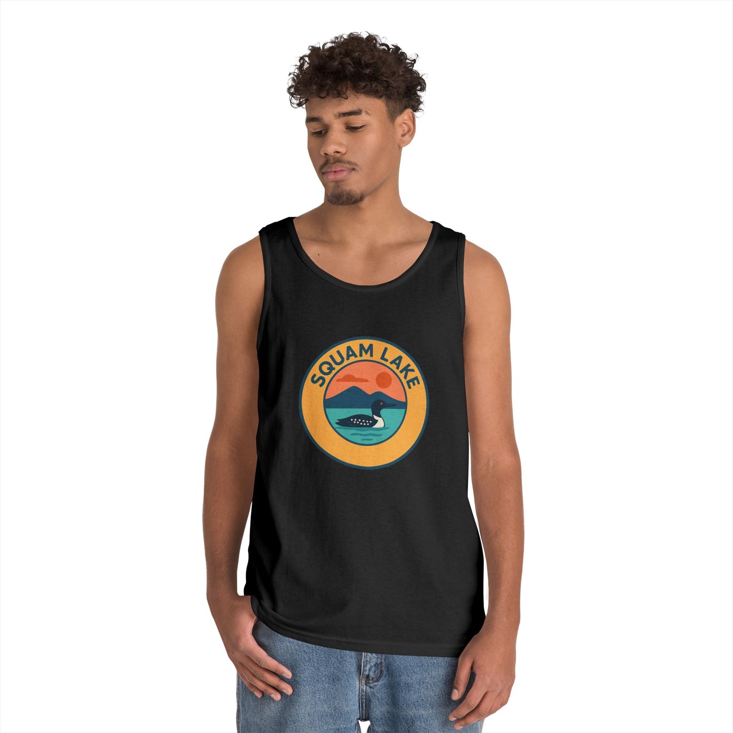 Squam Lake Vintage Unisex Heavy Cotton Tank Top, Summer Shirt, Lake Apparel, Outdoor Activity, Gift for Nature Lovers