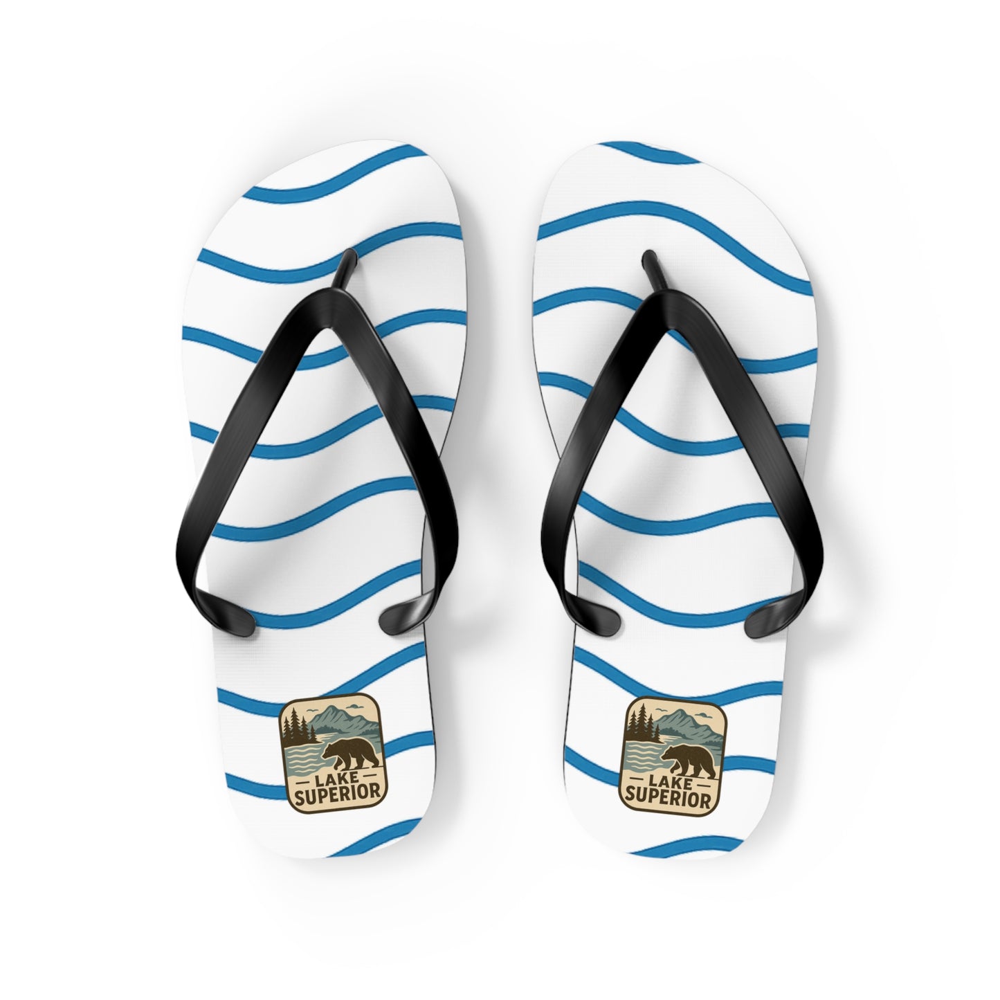 Lake Superior Beachy Vibes Flip Flops - Summer Sandals, Poolside Footwear, Vacation Essentials, Casual Summer Shoes, Beach Accessories