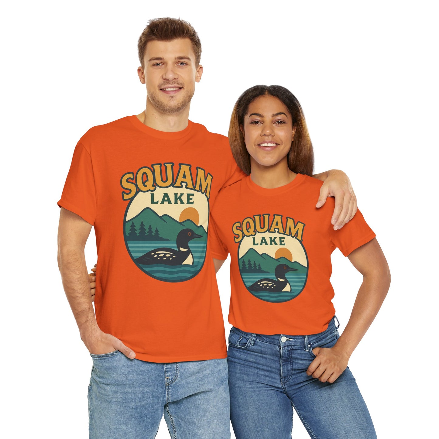 Squam Lake Graphic Tee | Unisex Heavy Cotton T-Shirt, Nature Lover Gift, Lake Adventure Shirt, Outdoor Apparel, Vintage Lake Design