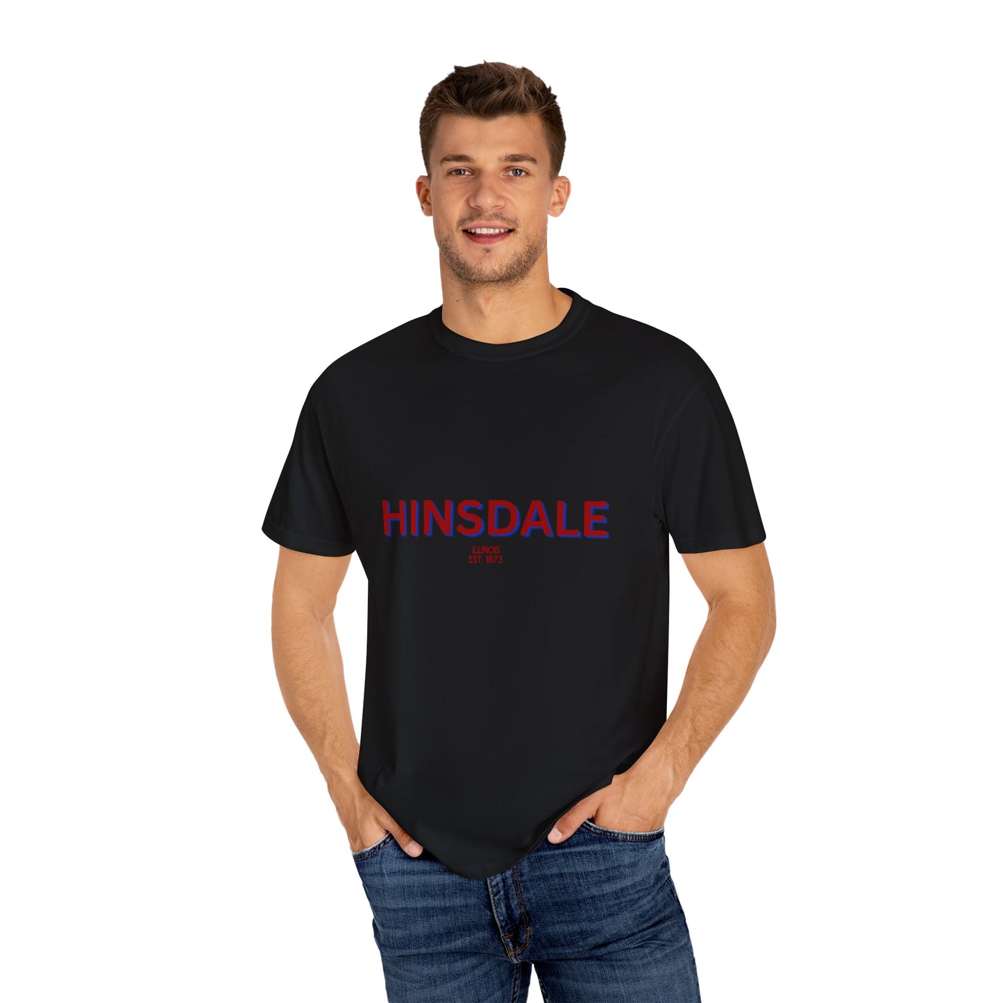 Hinsdale Garment-Dyed Unisex T-Shirt, Casual Tee, Vintage Style Shirt, Everyday Wear, Birthday Gift, Unique Apparel