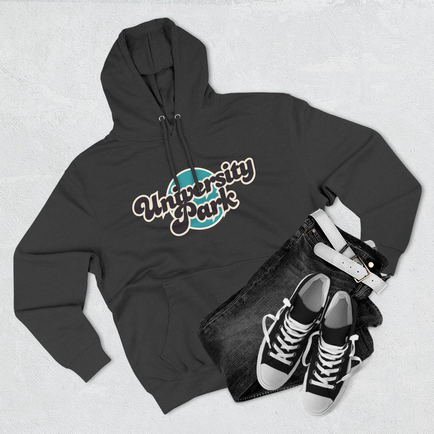 University Park Retro Vibe Hoodie for Casual Days, Streetwear, Unisex Gift, Cozy Layering Apparel