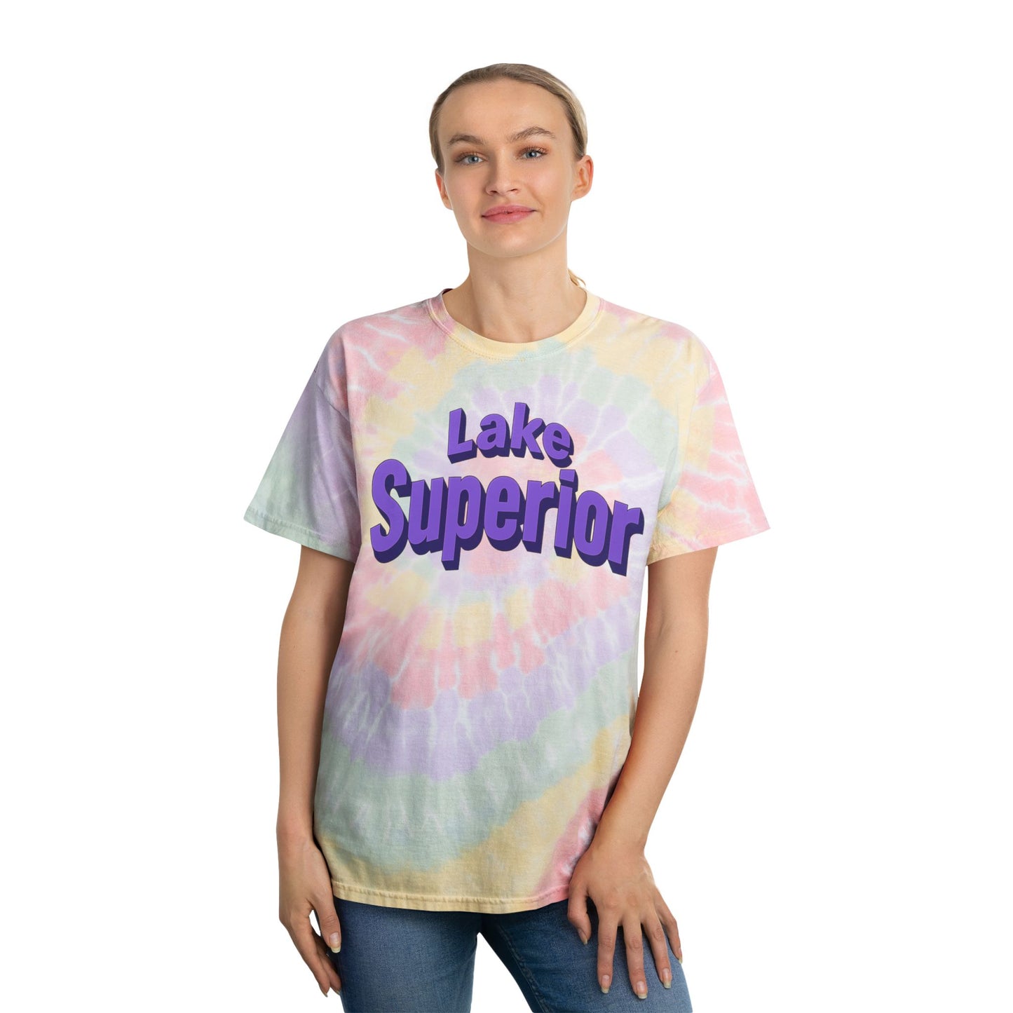 Lake Superior Spiral Tie-Dye Tee: Vibrant Summer Style, Casual Wear, Gifts for Lake Lovers, Festival Apparel, Retro Vibes
