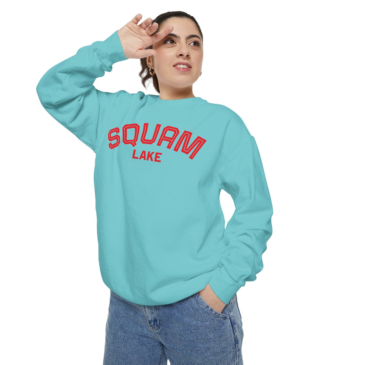 Squam Lake Unisex Garment-Dyed Sweatshirt, Cozy Casual Wear, Perfect for Lakeside Gatherings, Great for Fall, Gift for Nature Lovers