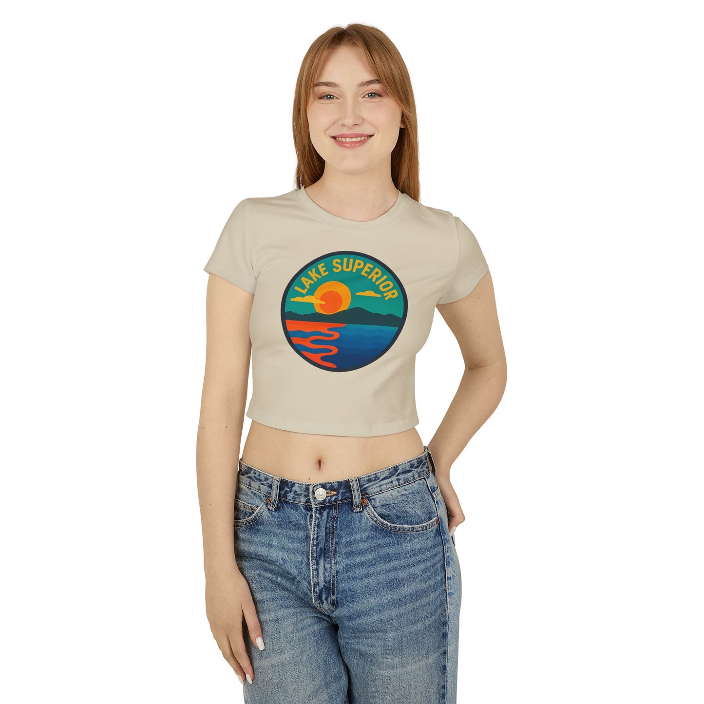 Lake Superior Women's Baby Tee - Vintage Style, Lake Lover Shirt, Summer Outfit, Nature Lover Gift, Travel-Inspired Top