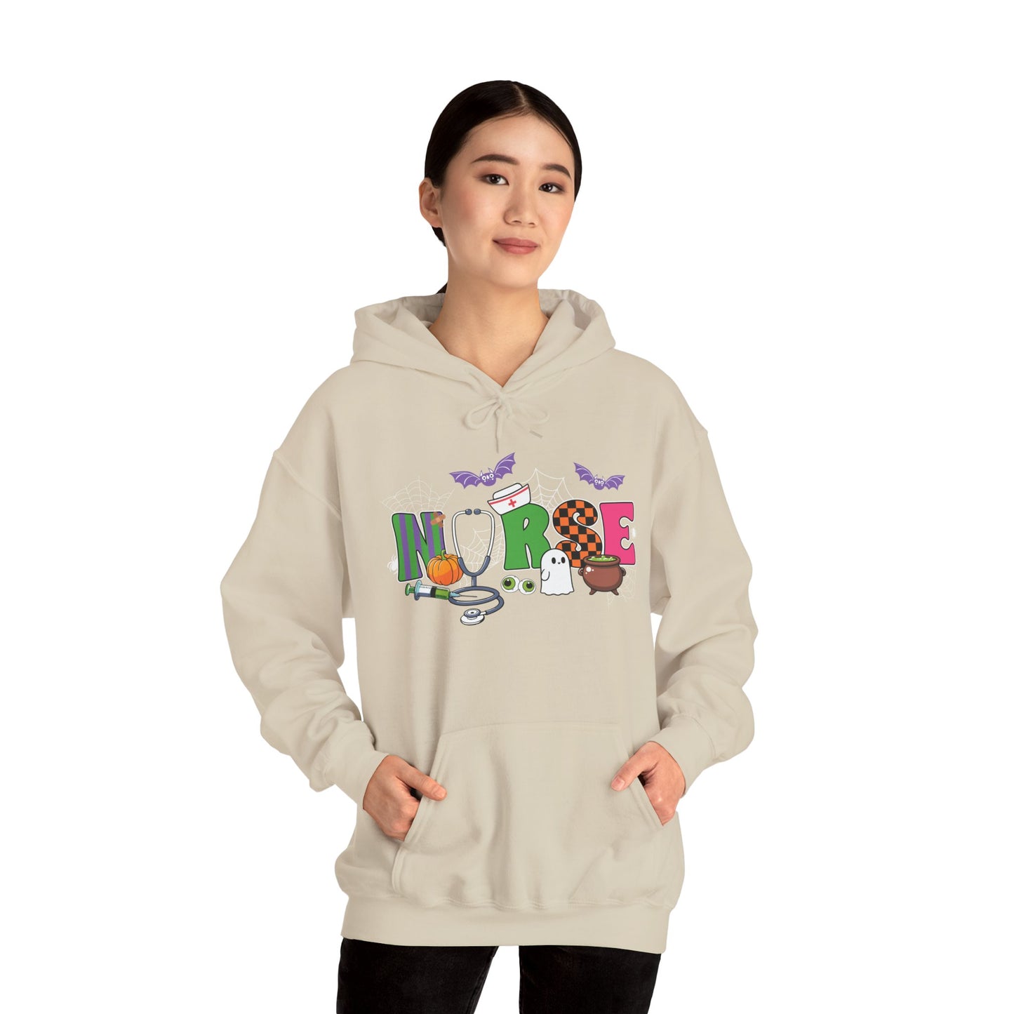 Nurse Whimsical Halloween Hooded Sweatshirt, Fall Fashion, Cozy Sweater Gift, Unisex Hoodie, Halloween Apparel