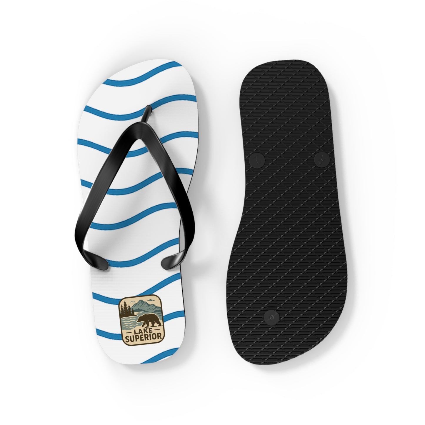 Lake Superior Beachy Vibes Flip Flops - Summer Sandals, Poolside Footwear, Vacation Essentials, Casual Summer Shoes, Beach Accessories