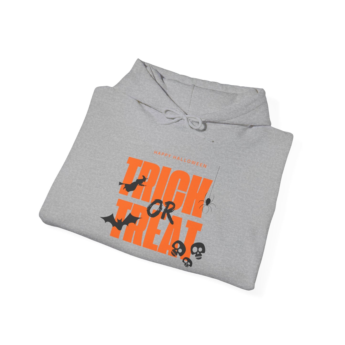 Halloween Trick or Treat Hoodie, Cozy Fall Sweatshirt, Spooky Season Apparel, Unisex Halloween Sweatshirt, Perfect for Pumpkin Patch