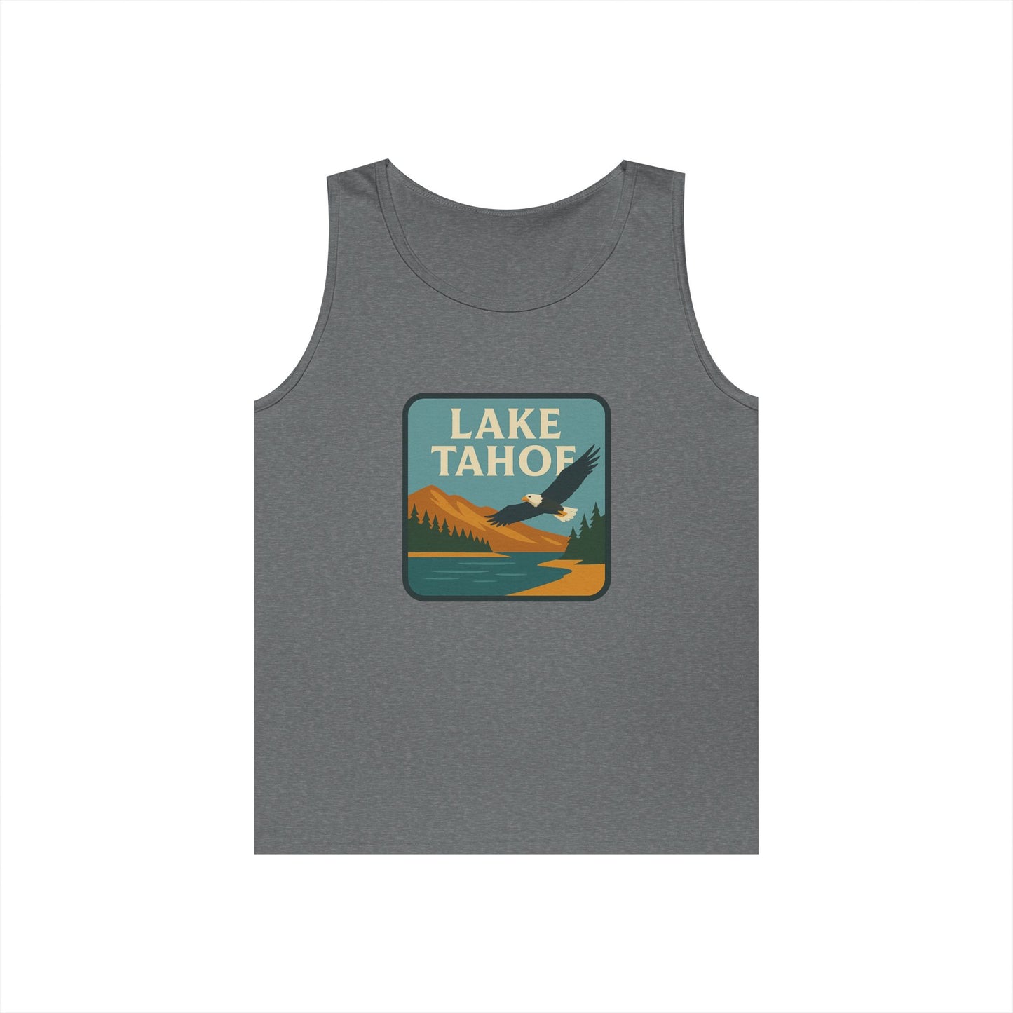Lake Tahoe Vintage Unisex Heavy Cotton Tank Top, Summer Shirt, Lake Apparel, Outdoor Activity, Gift for Nature Lovers