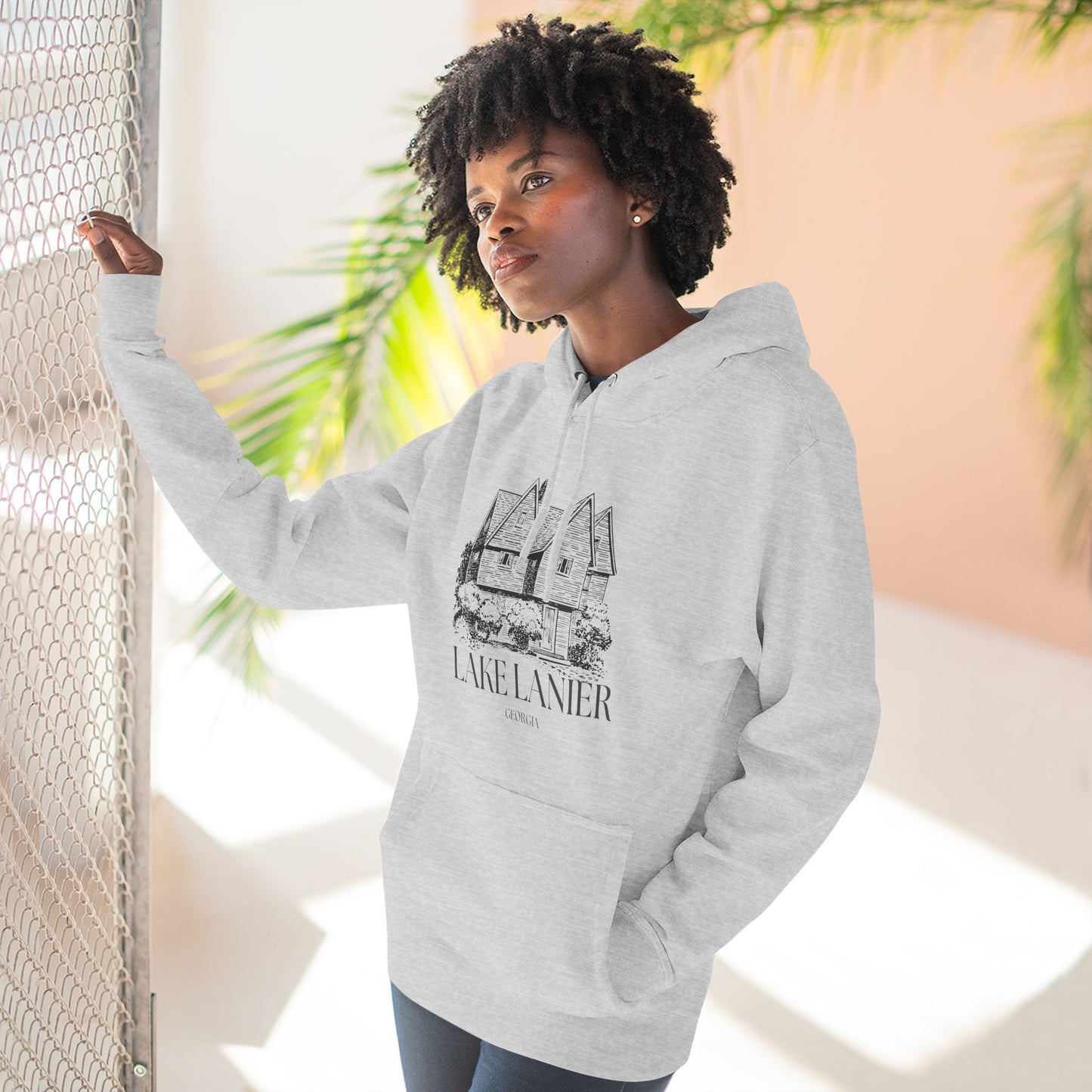 Cozy Lake Lanier Fleece Hoodie - Perfect for Relaxing, Outdoor Adventures, Gifts for Nature Lovers, Fall and Winter Apparel
