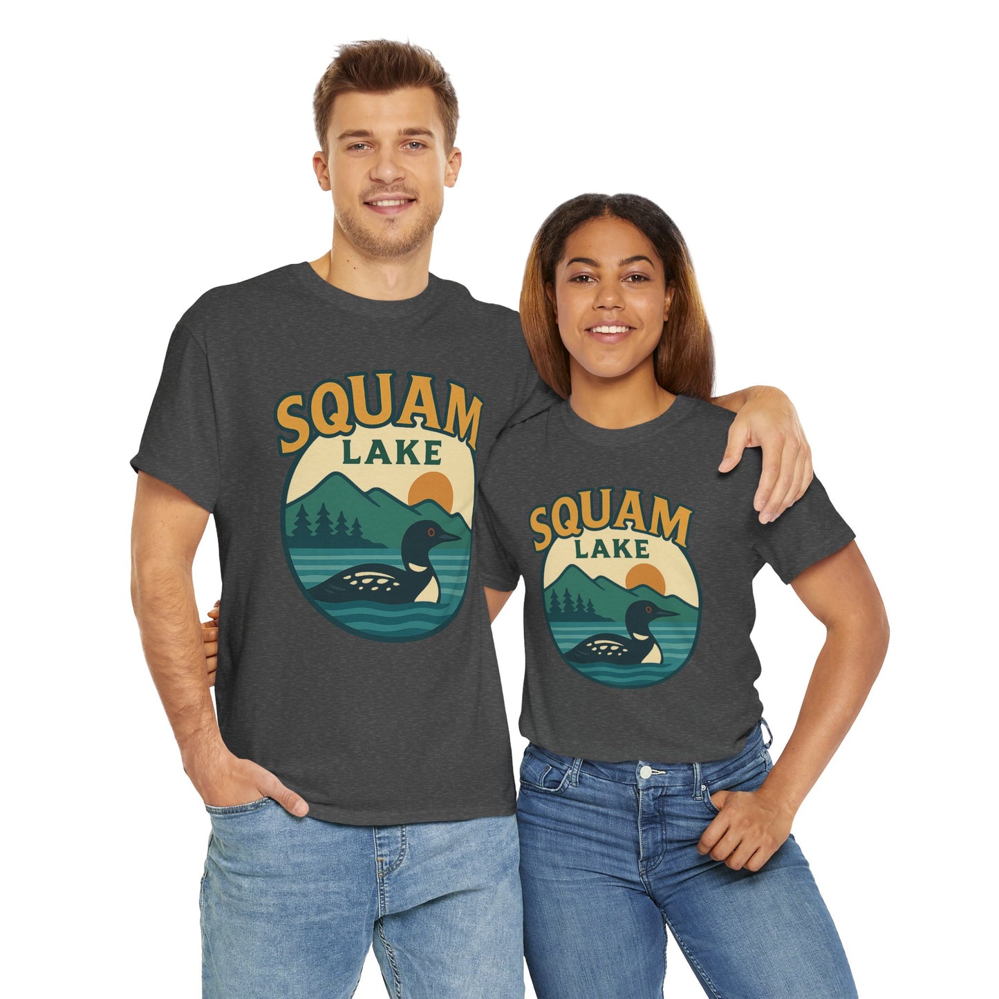 Squam Lake Graphic Tee | Unisex Heavy Cotton T-Shirt, Nature Lover Gift, Lake Adventure Shirt, Outdoor Apparel, Vintage Lake Design