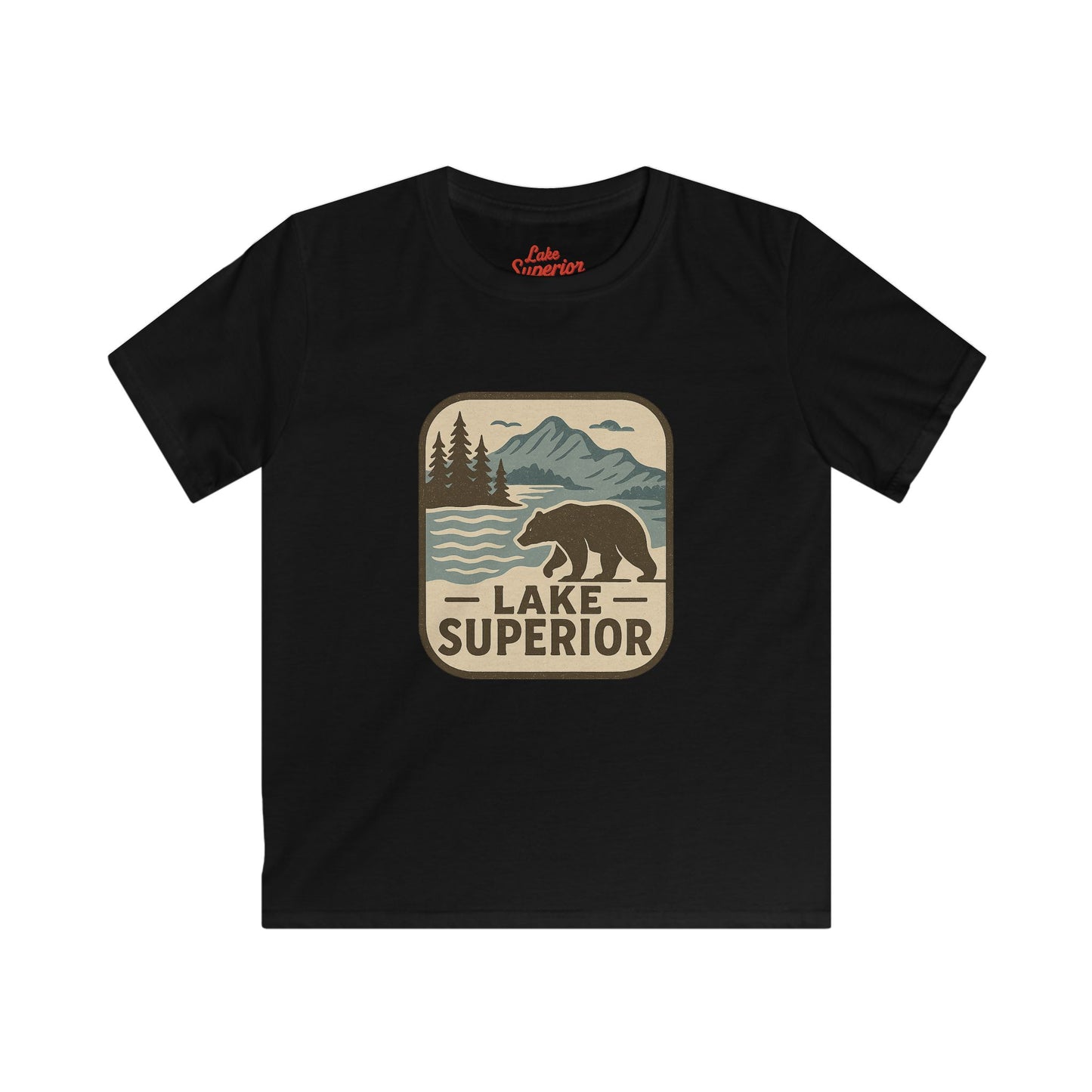 Lake Superior Kids Tee, Softstyle T-Shirt for Children, Summer Adventure Shirt, Lake House Gift, Outdoor Fun Apparel
