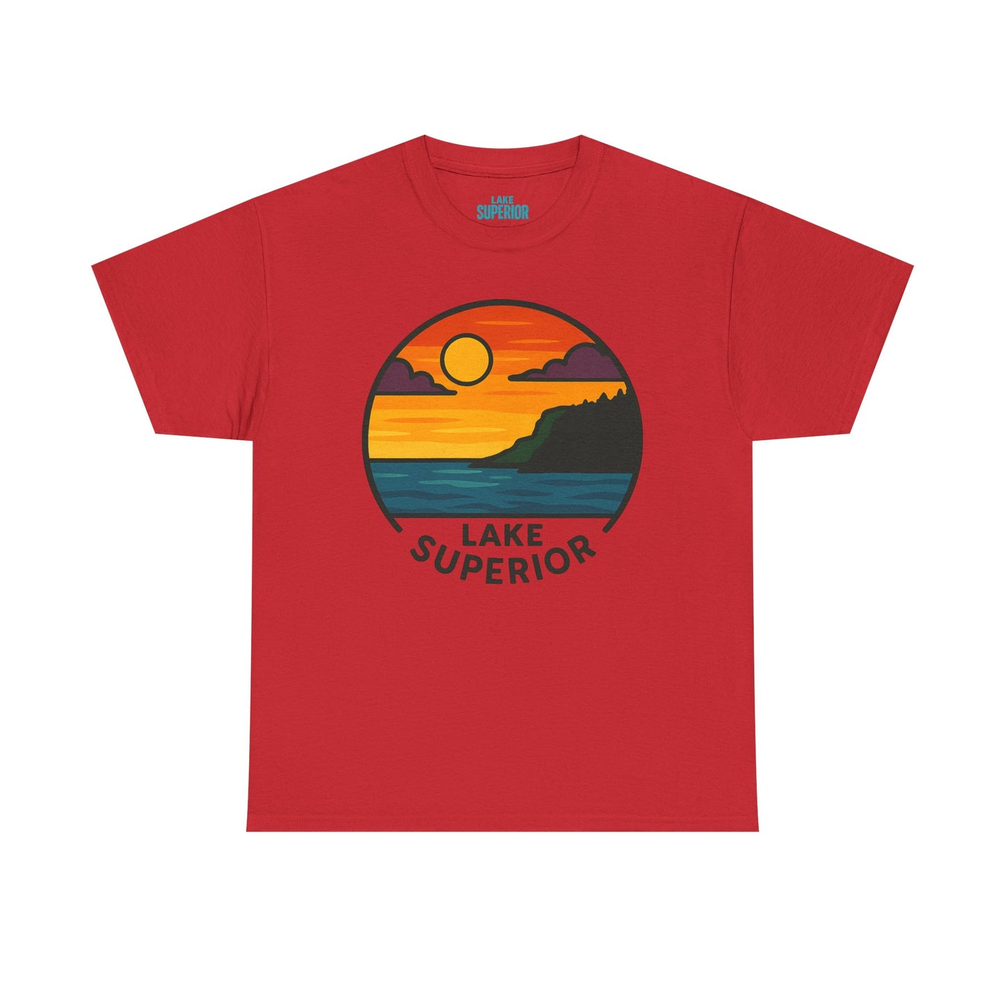 Lake Superior Graphic Tee | Unisex Heavy Cotton T-Shirt, Nature Lover Gift, Lake Adventure Shirt, Outdoor Apparel, Vintage Lake Design
