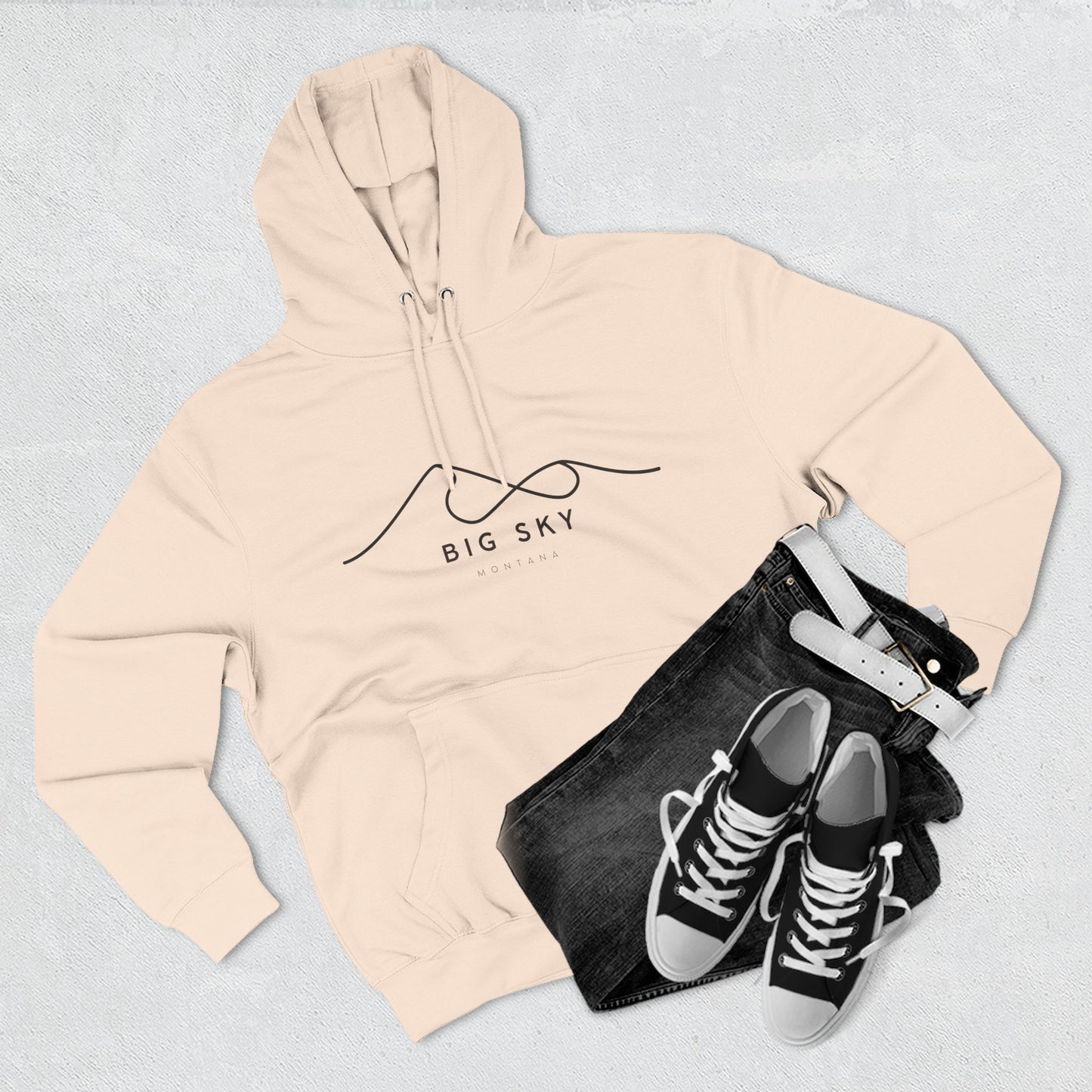 Big Sky Stylish Three-Panel Fleece Hoodie for Cozy Days, Casual Wear, Warm Layering, Gift for Him or Her