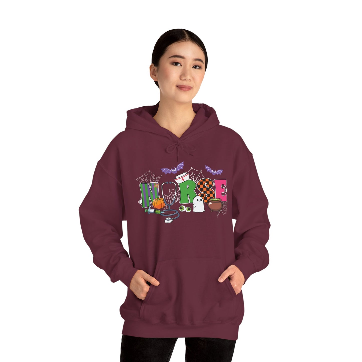 Nurse Whimsical Halloween Hooded Sweatshirt, Fall Fashion, Cozy Sweater Gift, Unisex Hoodie, Halloween Apparel