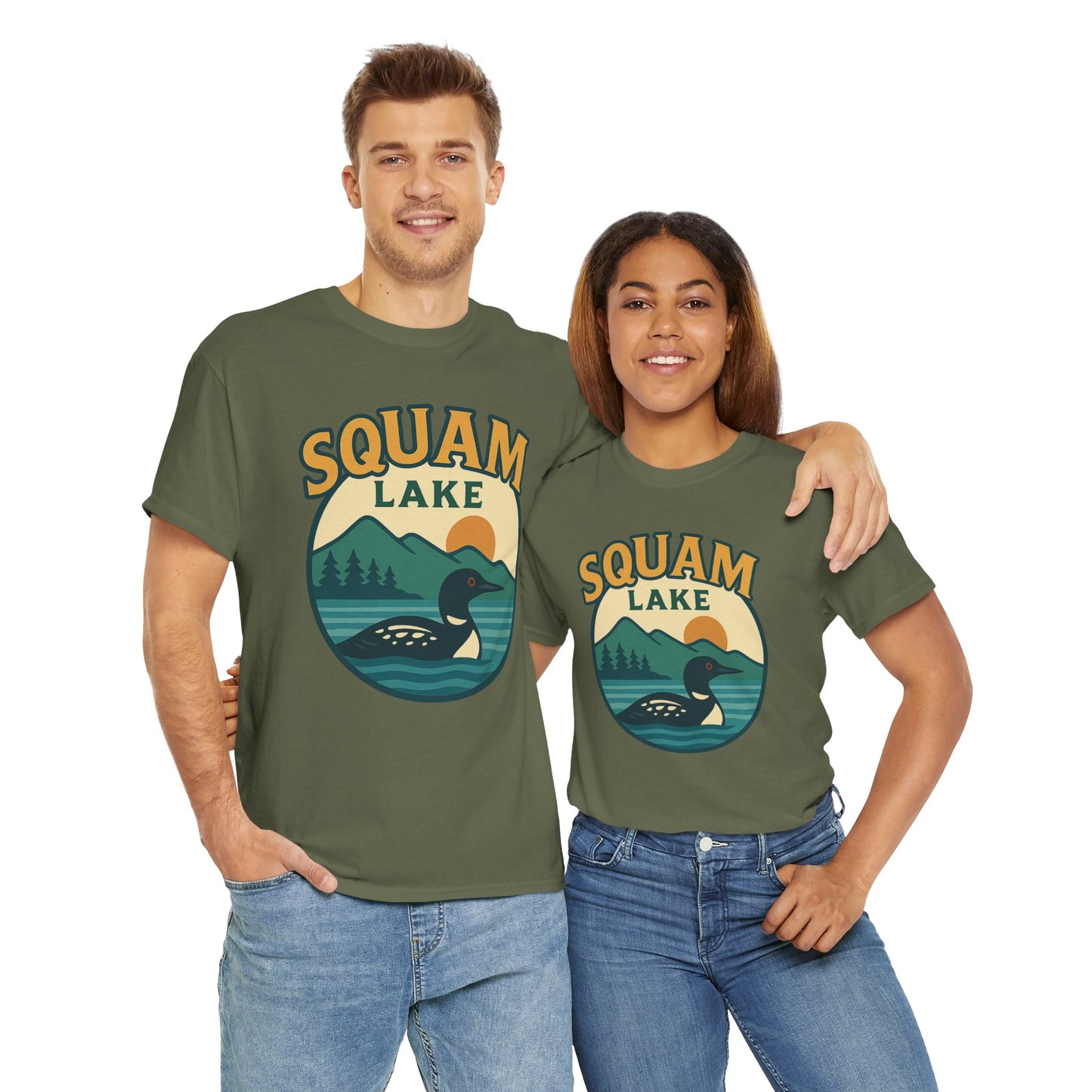 Squam Lake Graphic Tee | Unisex Heavy Cotton T-Shirt, Nature Lover Gift, Lake Adventure Shirt, Outdoor Apparel, Vintage Lake Design