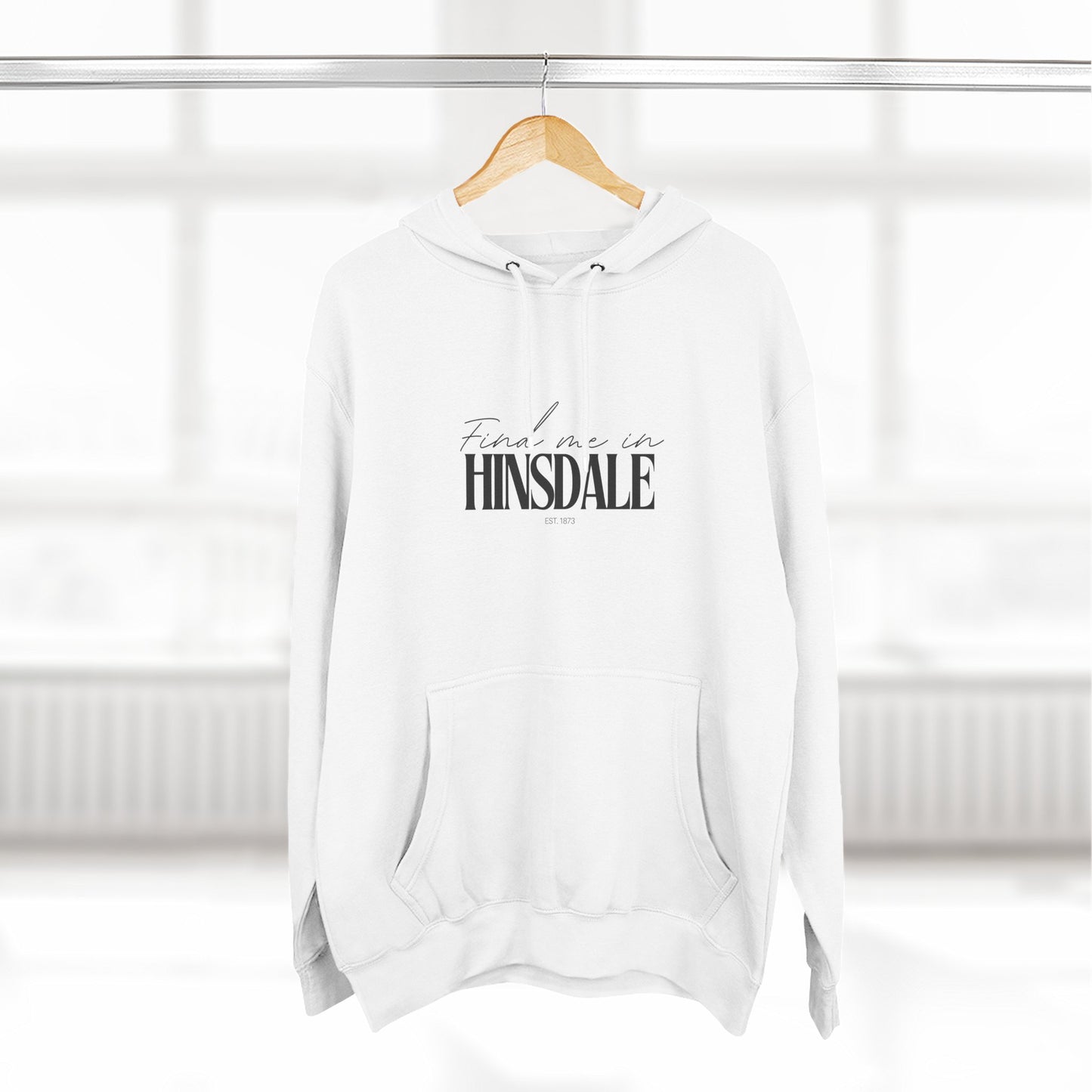 Hinsdale Stylish Three-Panel Fleece Hoodie for Everyday Comfort, Personalized Gift, Casual Wear, Unisex Hoodie, Cozy Fashion