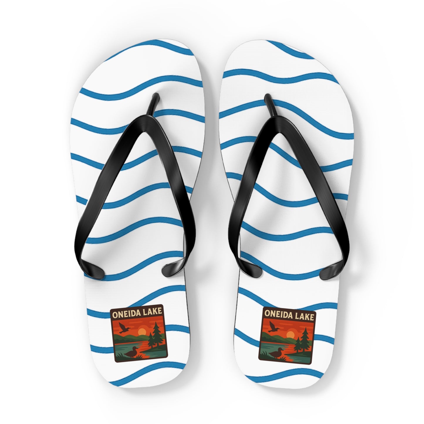 Oneida Lake Beachy Vibes Flip Flops - Summer Sandals, Poolside Footwear, Vacation Essentials, Casual Summer Shoes, Beach Accessories