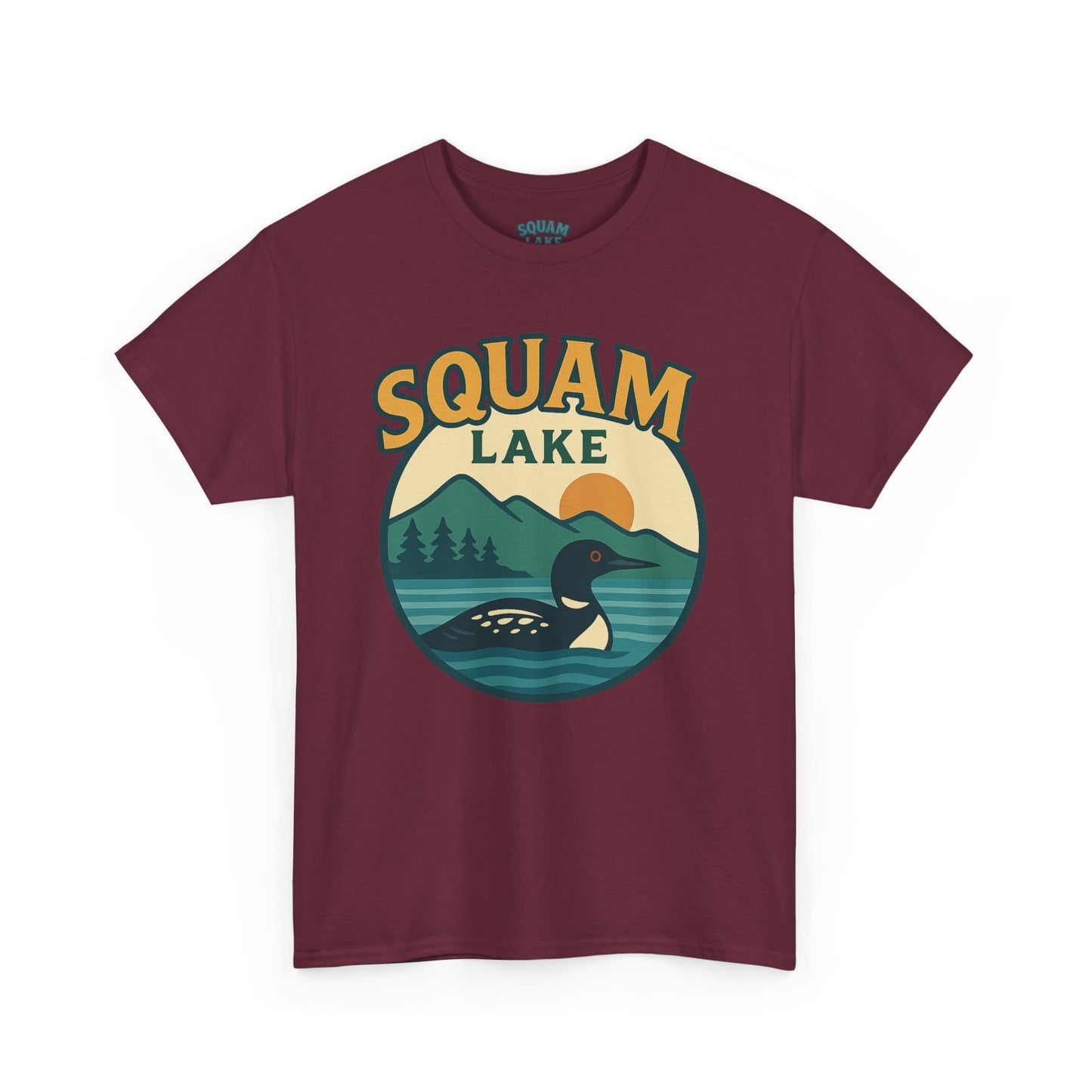 Squam Lake Graphic Tee | Unisex Heavy Cotton T-Shirt, Nature Lover Gift, Lake Adventure Shirt, Outdoor Apparel, Vintage Lake Design