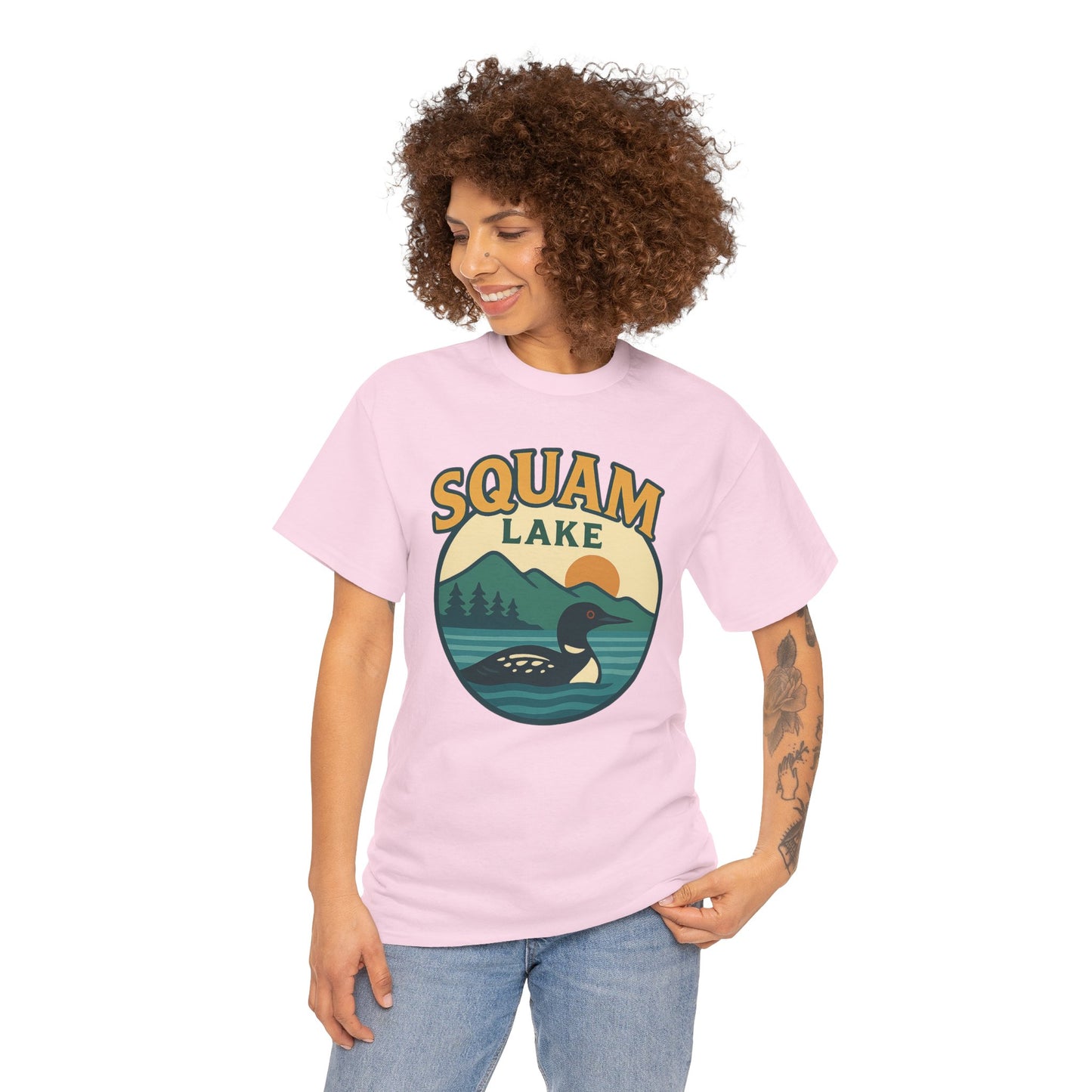 Squam Lake Graphic Tee | Unisex Heavy Cotton T-Shirt, Nature Lover Gift, Lake Adventure Shirt, Outdoor Apparel, Vintage Lake Design