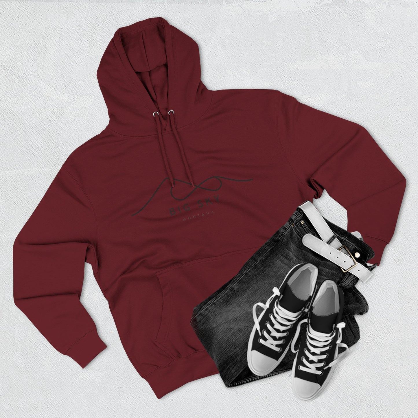 Big Sky Stylish Three-Panel Fleece Hoodie for Cozy Days, Casual Wear, Warm Layering, Gift for Him or Her