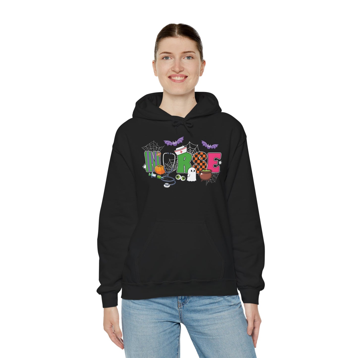 Nurse Whimsical Halloween Hooded Sweatshirt, Fall Fashion, Cozy Sweater Gift, Unisex Hoodie, Halloween Apparel