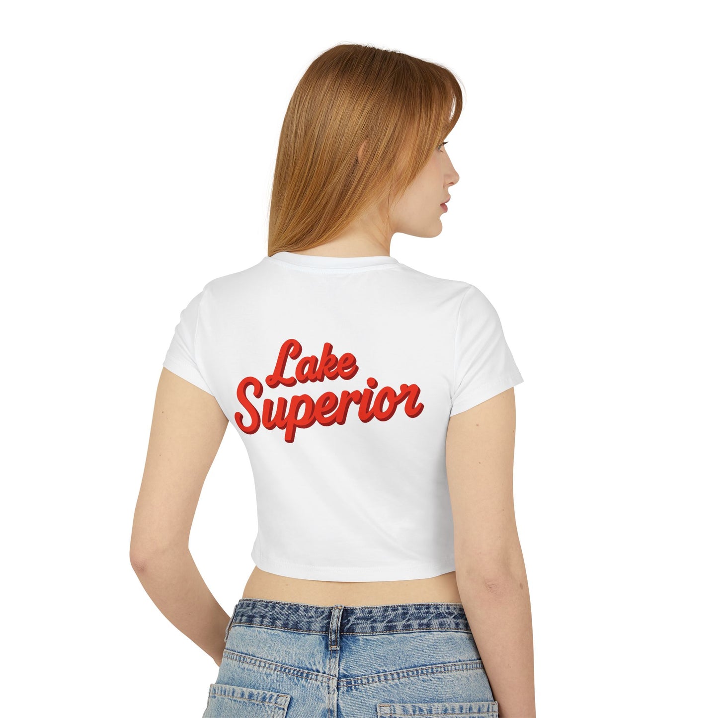 Lake Superior Women's Baby Tee - Vintage Style, Lake Lover Shirt, Summer Outfit, Nature Lover Gift, Travel-Inspired Top