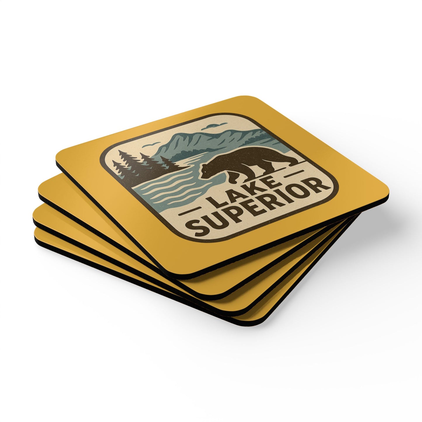 Lake Superior Rustic Cork Coaster Set, Nature Decor, Coasters, Cabin Decor, Gift for Homeowners, Scenic Coasters