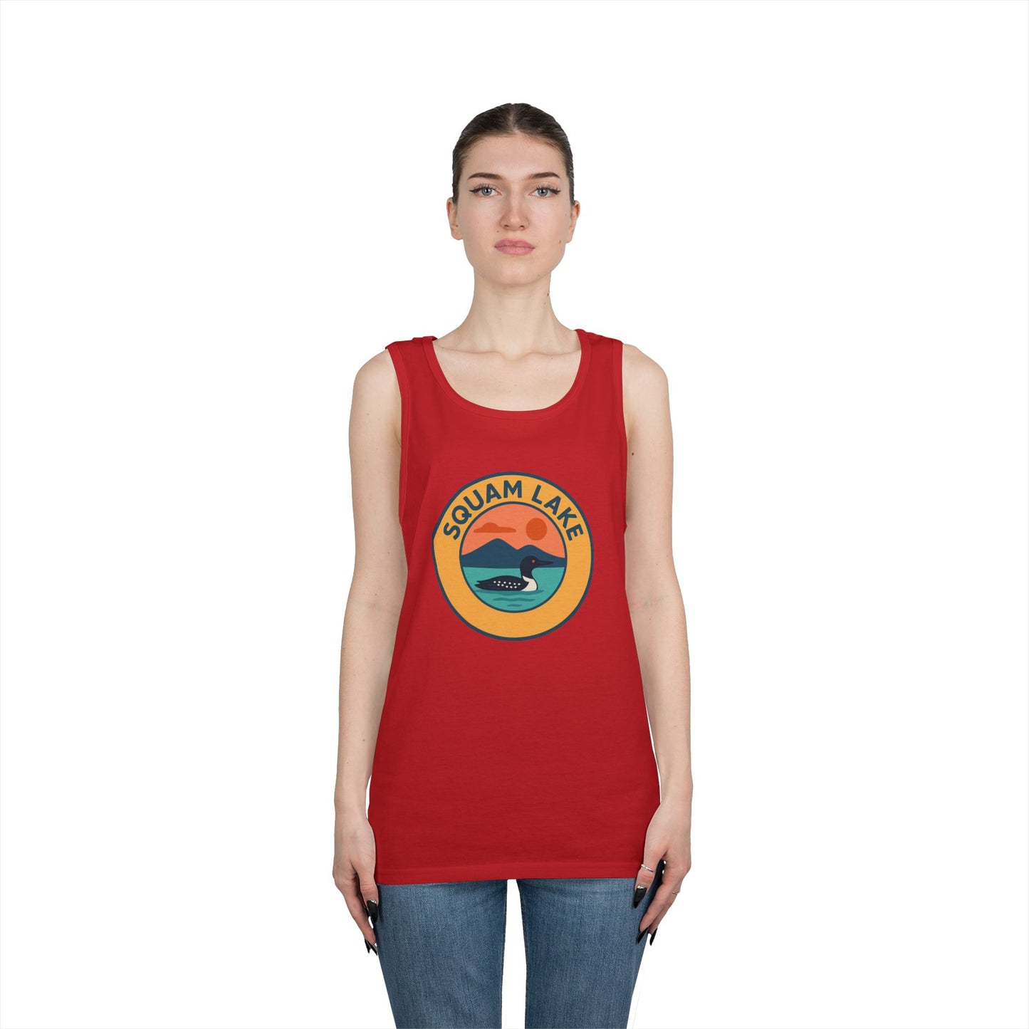 Squam Lake Vintage Unisex Heavy Cotton Tank Top, Summer Shirt, Lake Apparel, Outdoor Activity, Gift for Nature Lovers
