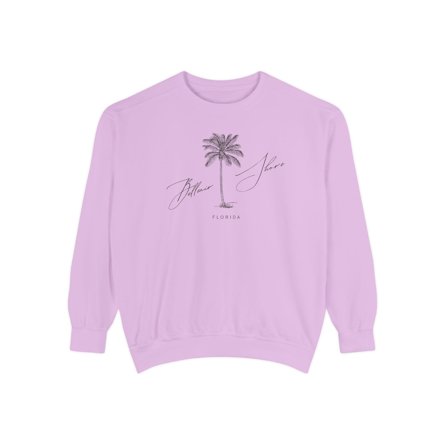 Belleair Shore Chill Vibes Sweatshirt - Unisex Garment-Dyed Style, Perfect for Lounging, Gift for Her, Palm Tree Design, Summer Escape