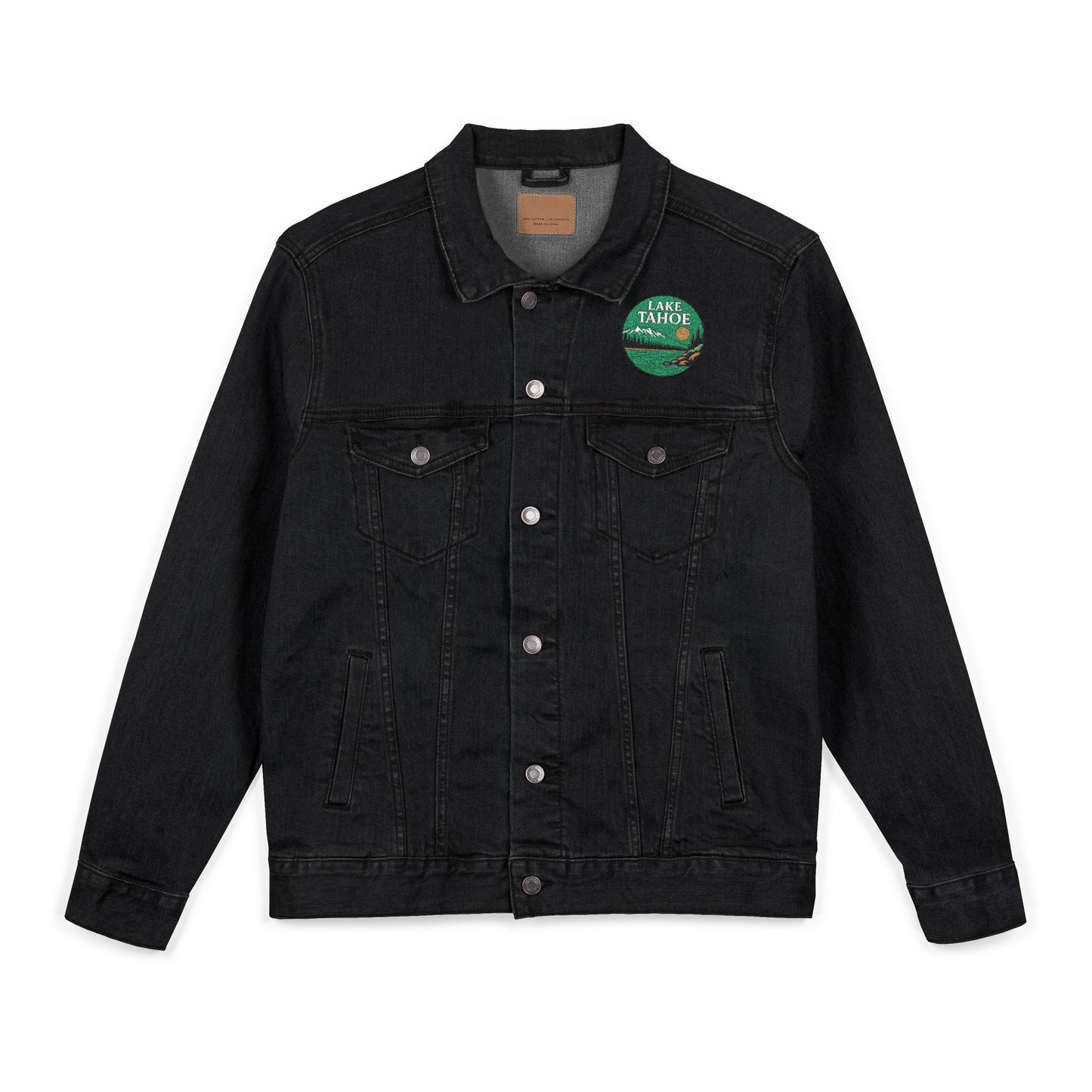 Lake Tahoe Unisex Embroidered Denim Jacket - Trendy Fall Fashion, Casual Layering, Everyday Wear, Stylish Gift, Unique Statement Piece