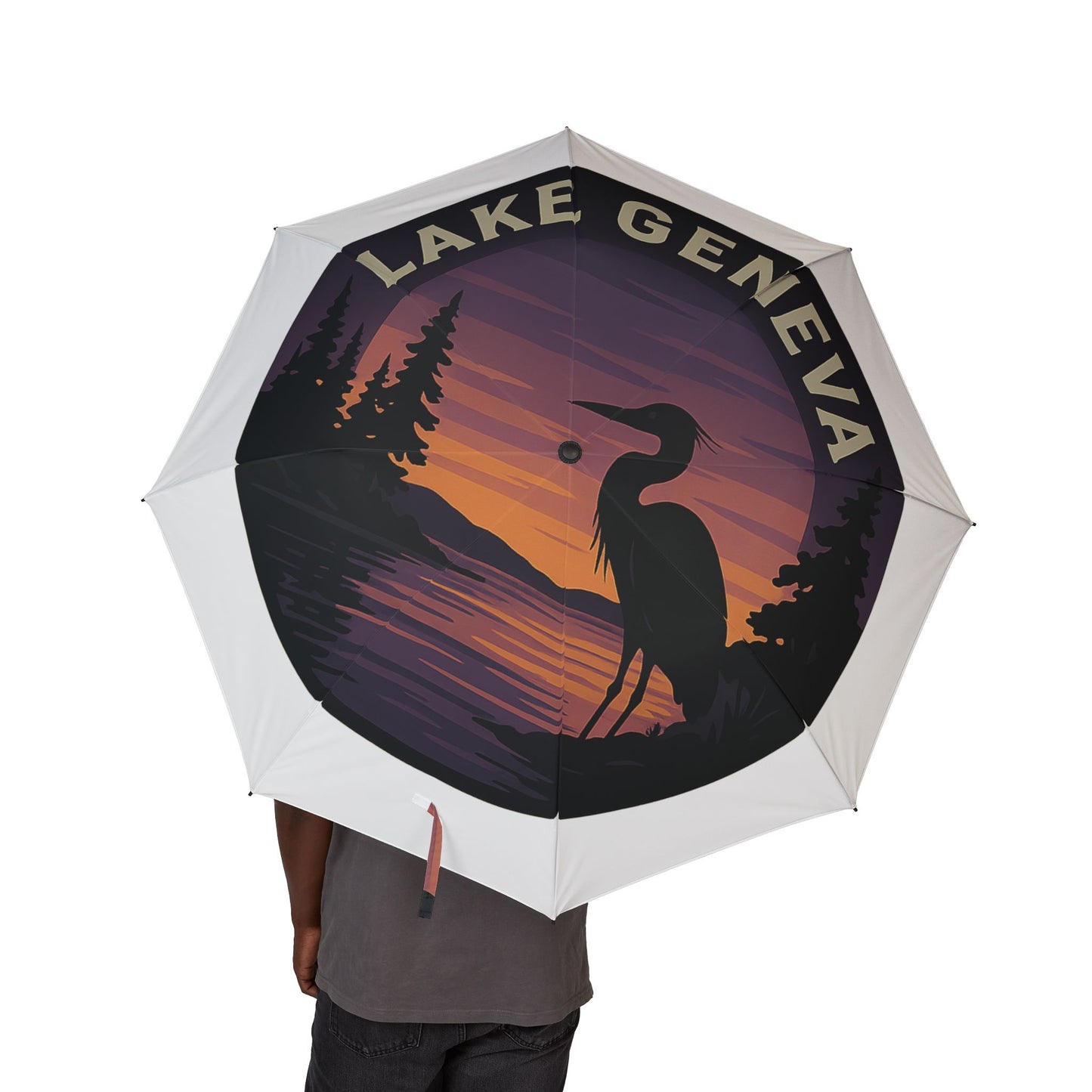 Lake Geneva Semi-Automatic Foldable Umbrella, Travel Umbrella, Outdoor Gear, Gifts for Nature Lovers, Rainy Day Essential