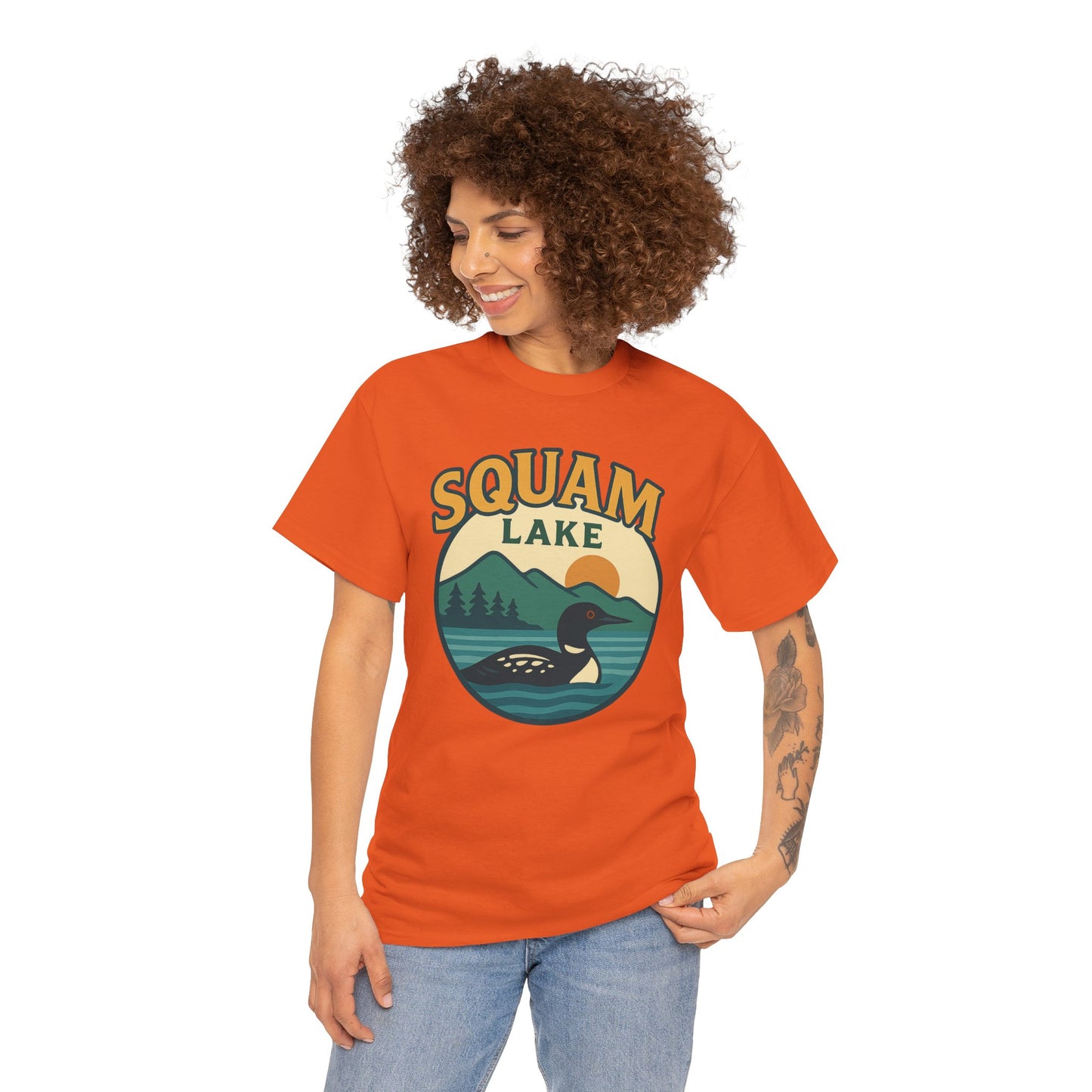 Squam Lake Graphic Tee | Unisex Heavy Cotton T-Shirt, Nature Lover Gift, Lake Adventure Shirt, Outdoor Apparel, Vintage Lake Design