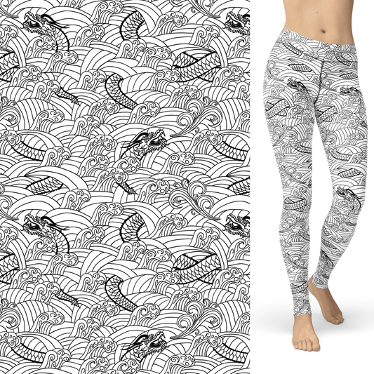 Dragon Coloring Book Leggings with Side Pocket