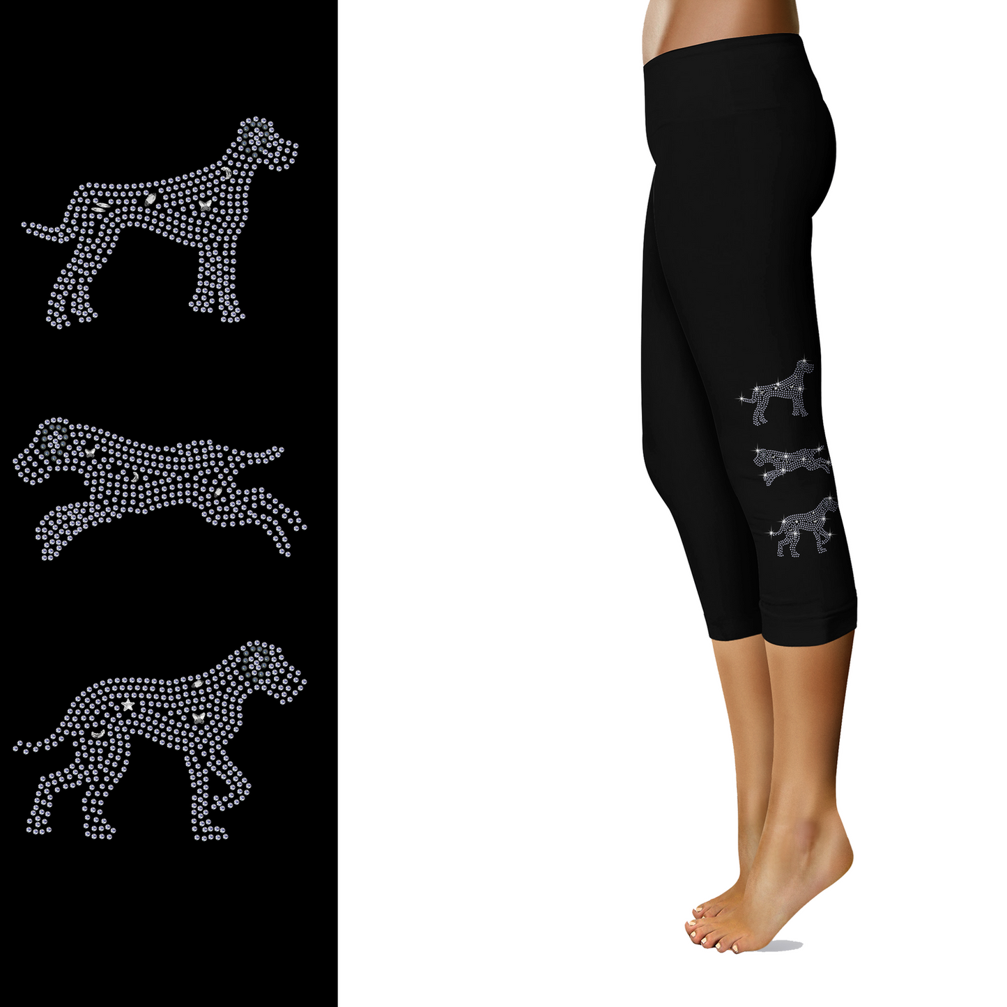 Rhinestone Great Dane Leggings - Full and Capri  Natural Ears