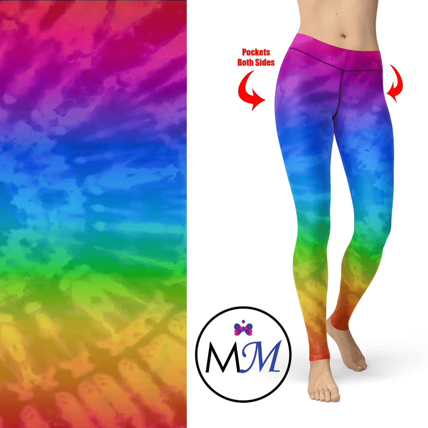 Rainbow Tie Dye Leggings with Pockets 2