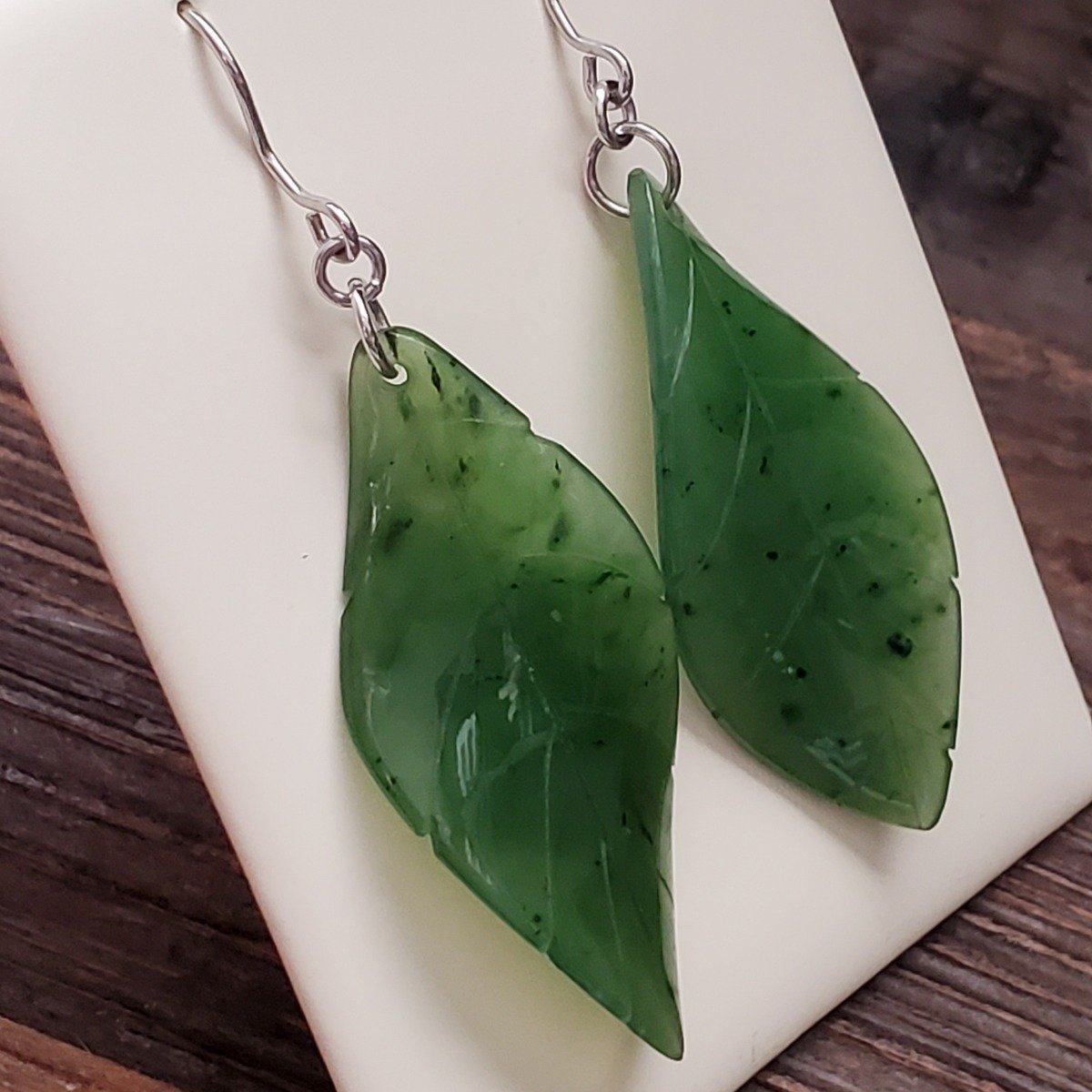 Jade Leaf Earrings, 2219