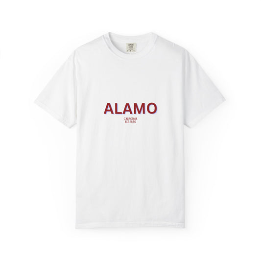 Alamo Garment-Dyed Unisex T-Shirt, Casual Tee, Vintage Style Shirt, Everyday Wear, Birthday Gift, Unique Apparel