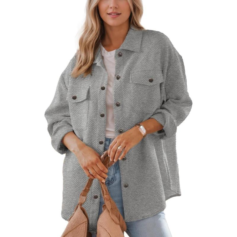 Live Women'S Flannel Shacket Jacket with Pockets Casual Fall Coat Long Sleeve Button down Collared Winter Clothes Fit Chic Outfits