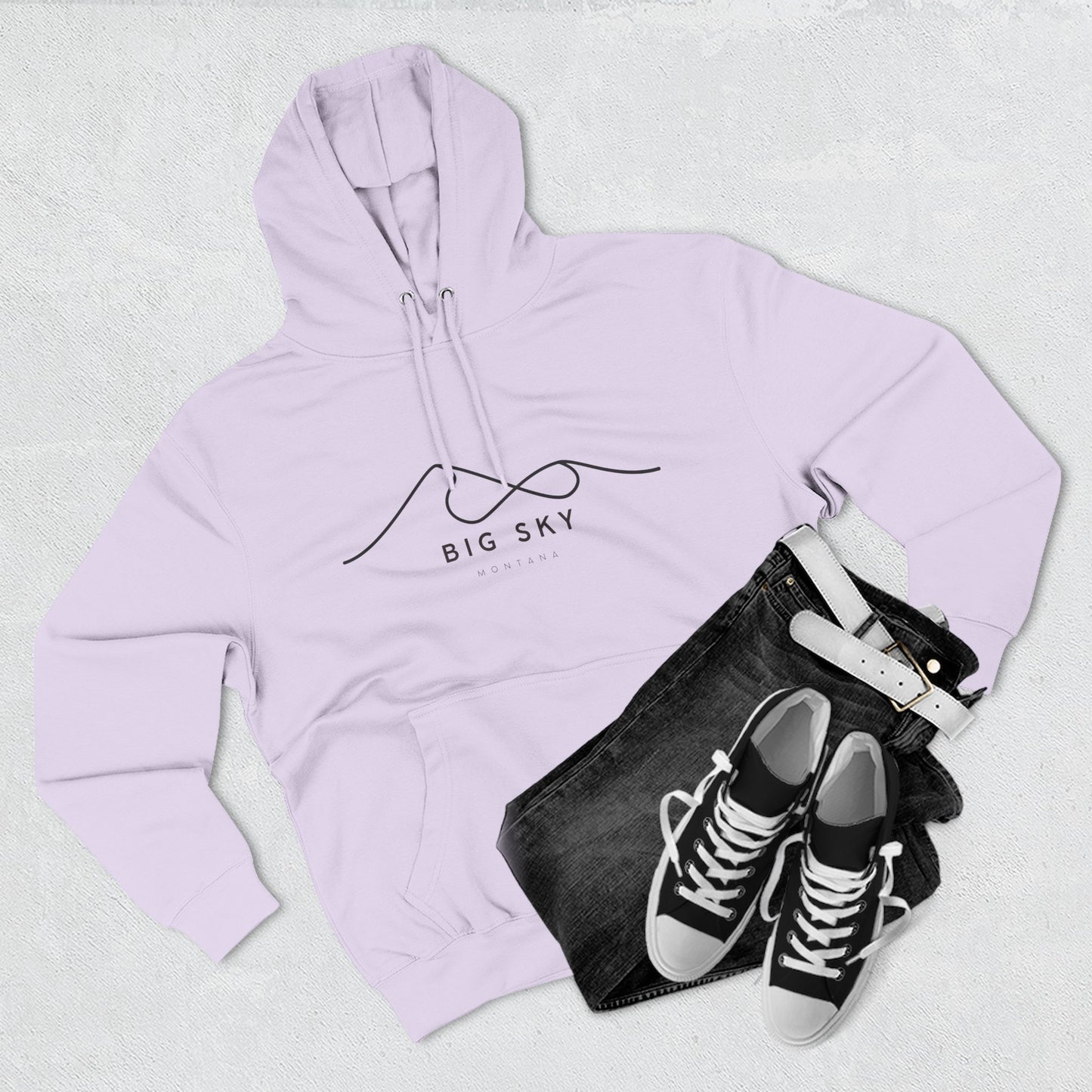 Big Sky Stylish Three-Panel Fleece Hoodie for Cozy Days, Casual Wear, Warm Layering, Gift for Him or Her