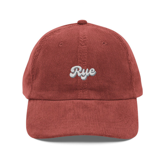 Rye Vintage Corduroy Cap, Retro Fashion Hat, Cool Embroidered Cap, Casual Summer Accessory, Gift for Trendsetters