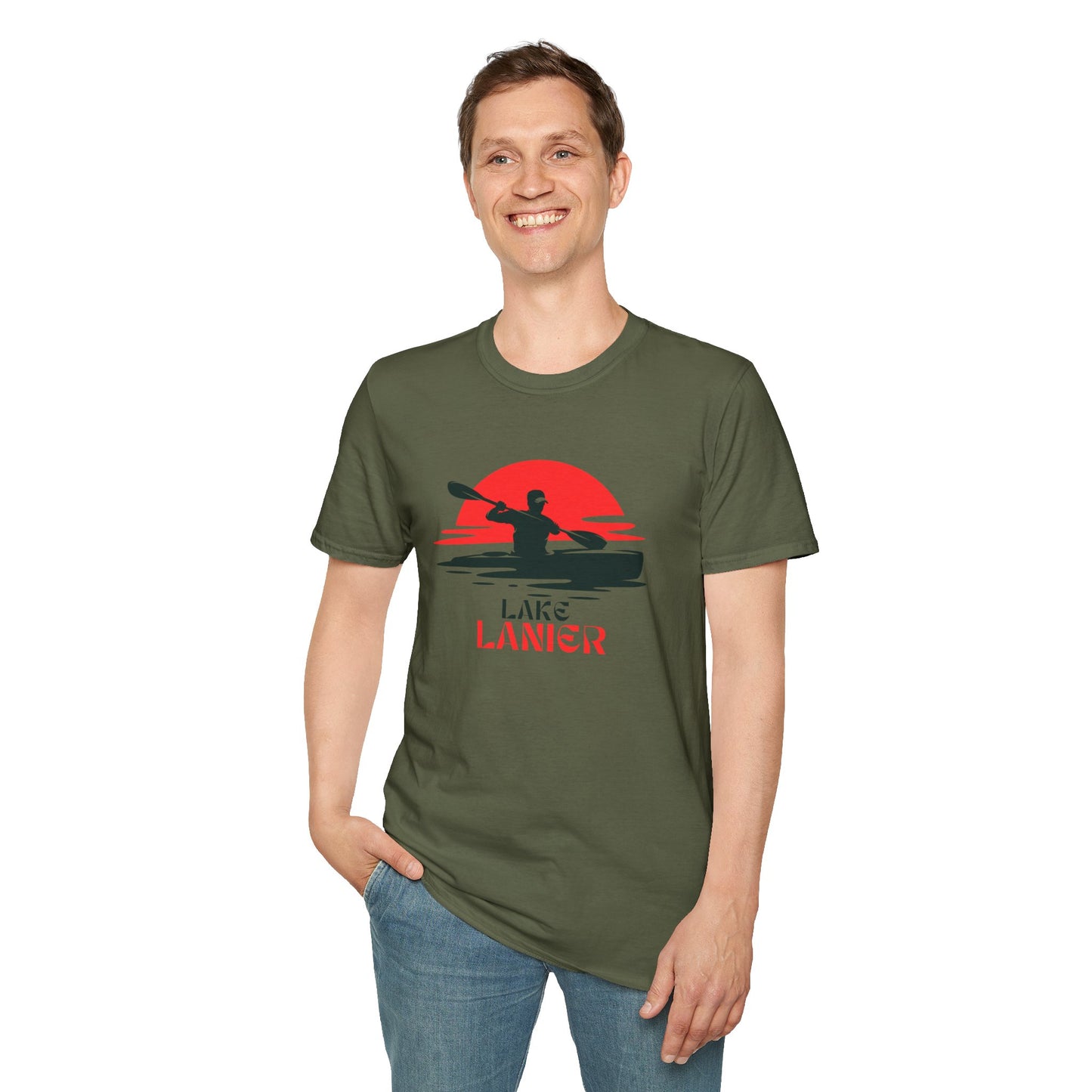 Lake Lanier Unisex Softstyle T-Shirt, Kayaking Shirt, Outdoor Adventure Tee, Lake Life Apparel, Father's Day Gift, Summer Wear