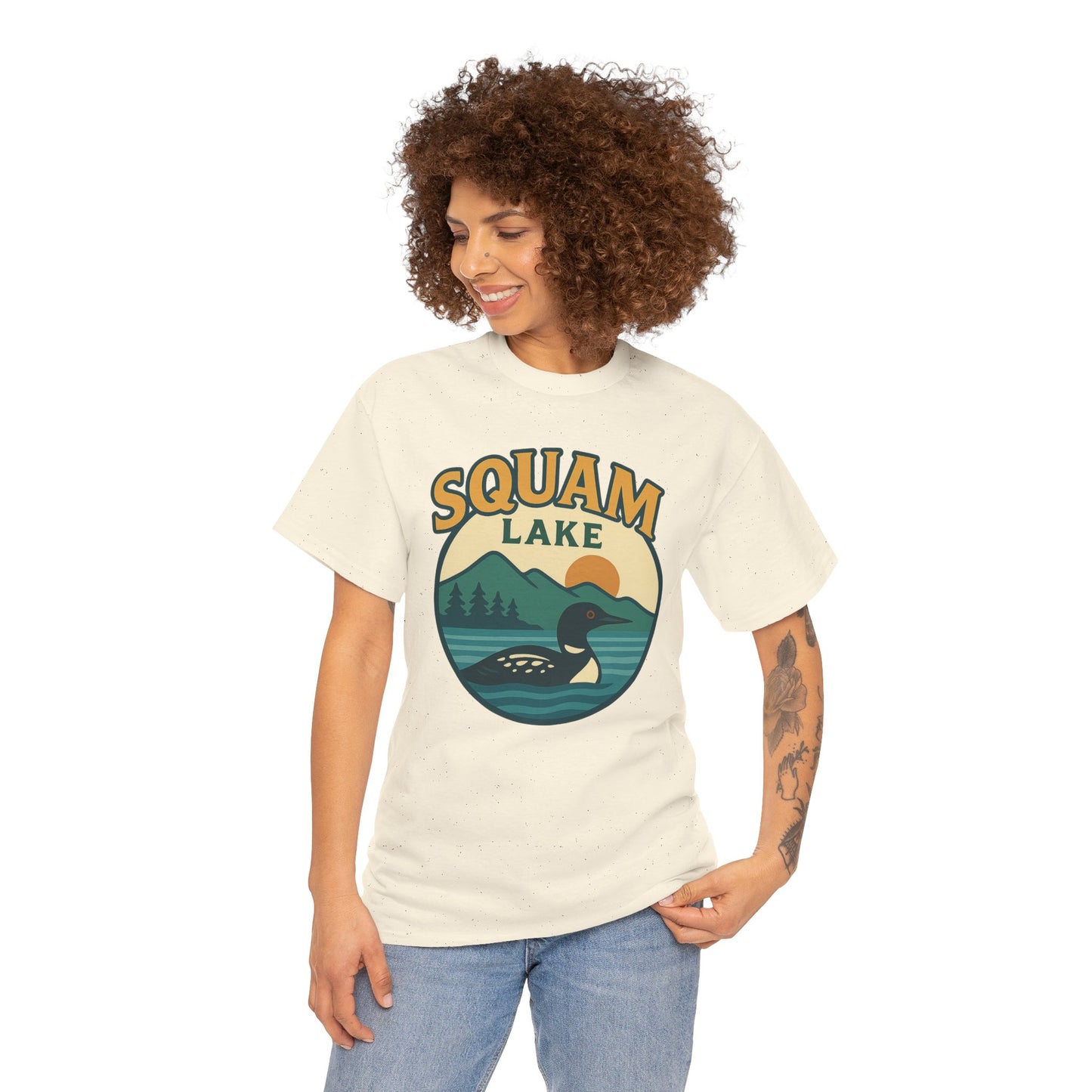 Squam Lake Graphic Tee | Unisex Heavy Cotton T-Shirt, Nature Lover Gift, Lake Adventure Shirt, Outdoor Apparel, Vintage Lake Design